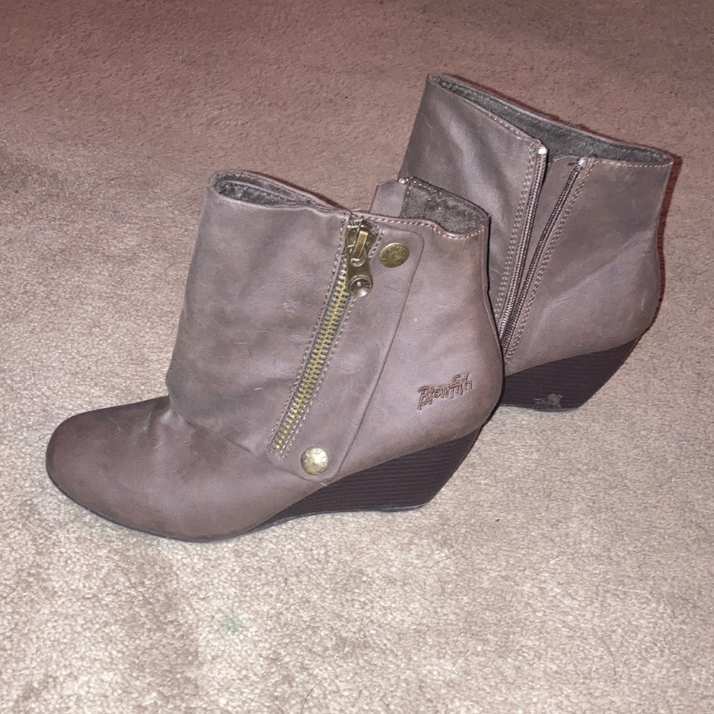 Gray/tan booties like new
